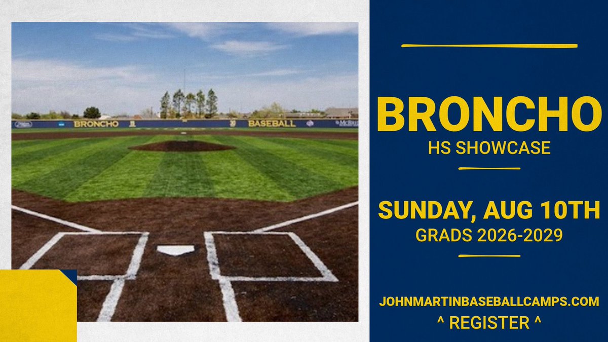 Broncho HS SHOWCASE on Aug 10th!! Sign up at johnmartinbaseballcamps.com ! #RollChos