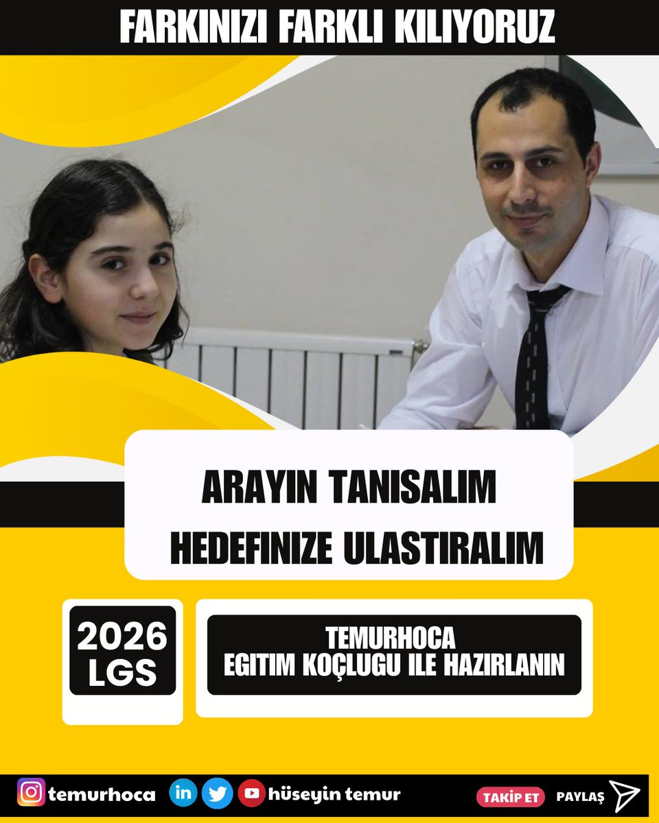 TEMURHOCA Koçluğu ile gelin sınav hazırlık sürecini birlikte yöneterek sizleri hayallerinizle buluşturmanın heyecanına ortak olalım.

#lgs #lgs2025