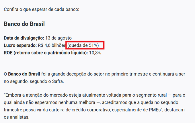 Nao é nada impossivel isso acontecer.

Lucro liquido projetado BBAS: 4.6bi

Ultimo foi de 7bi.

15 reais é alvo!