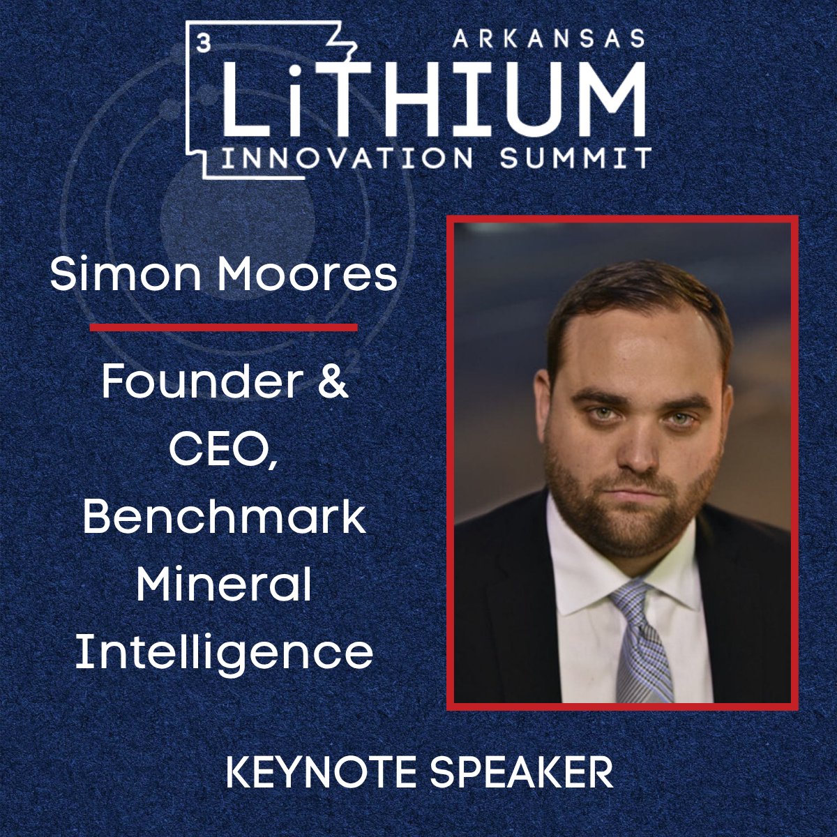 ARLithiumSummit's tweet image. 📣 Keynote Speaker Announcement 📣 

Simon Moores, founder and CEO of Benchmark Mineral Intelligence, will be a keynote speaker at the 2025 Arkansas Lithium Innovation Summit!

Register for the summit today at bit.ly/ALIS2025.

#ALIS2025