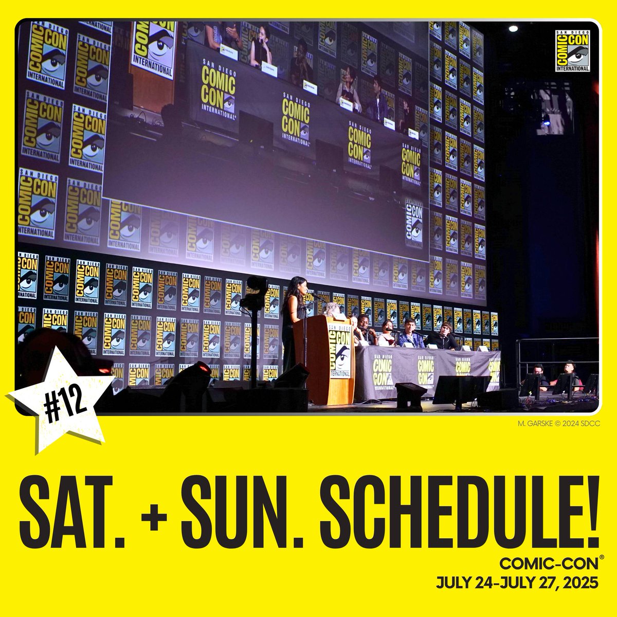 Comic_Con's tweet image. A reminder that the programming schedule for Saturday, July 26 and Sunday, July 27 for Comic-Con 2025 are live! Click the links to view! #SDCC2025
Sat: bit.ly/4lSV1yu
Sun: bit.ly/4lruJDx