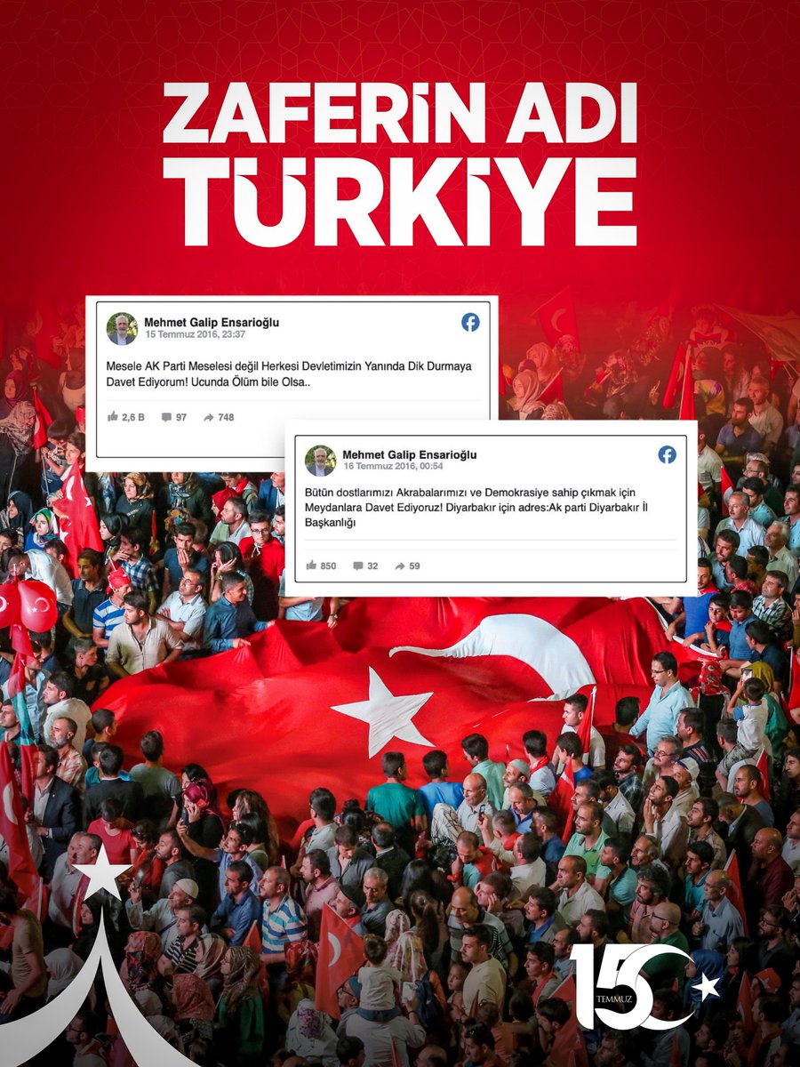 15 Temmuz, sadece bir darbe girişiminin değil; aynı zamanda bir milletin iradesine, istiklaline ve geleceğine sahip çıkışının adıdır.

O gece sokağa inen her bir yürek, sadece demokrasiye değil, bu toprakların onuruna, geleceğine ve istiklaline sahip çıktı.
Tanklara direnen,