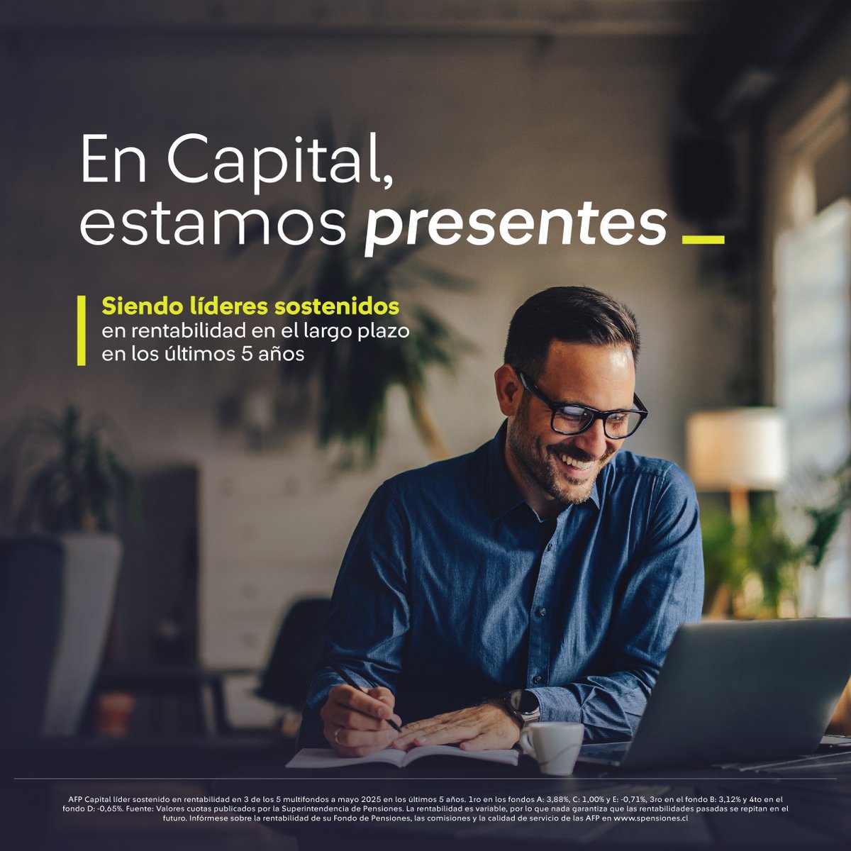 AFP_Capital's tweet image. En Capital, estamos presentes liderando en rentabilidad. Porque tu futuro se construye con buenos resultados, trabajamos cada día para potenciar tus ahorros y acompañarte en cada etapa de tu vida.