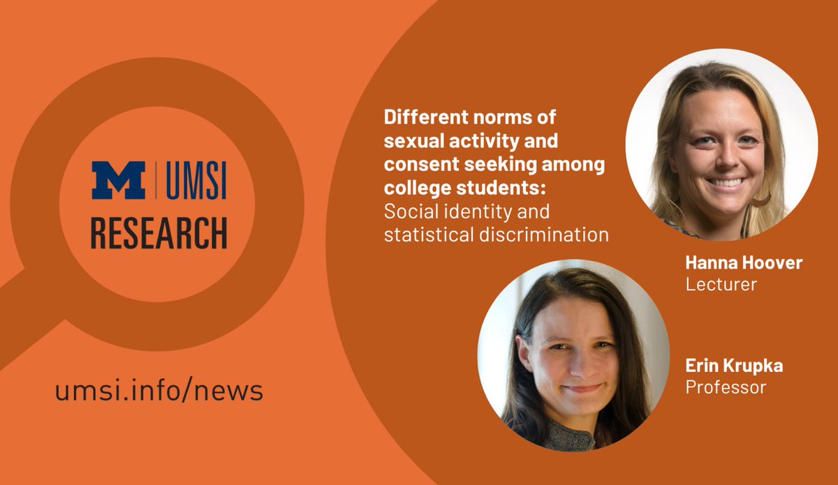 umsi's tweet image. How does identity shape how we perceive consent?
New research from UMSI’s Hanna Hoover and Erin Krupka shows students judge identical sexual scenarios differently based on the race, gender and sexual orientation of the people involved.
Same actions. Different norms.
Read more:…