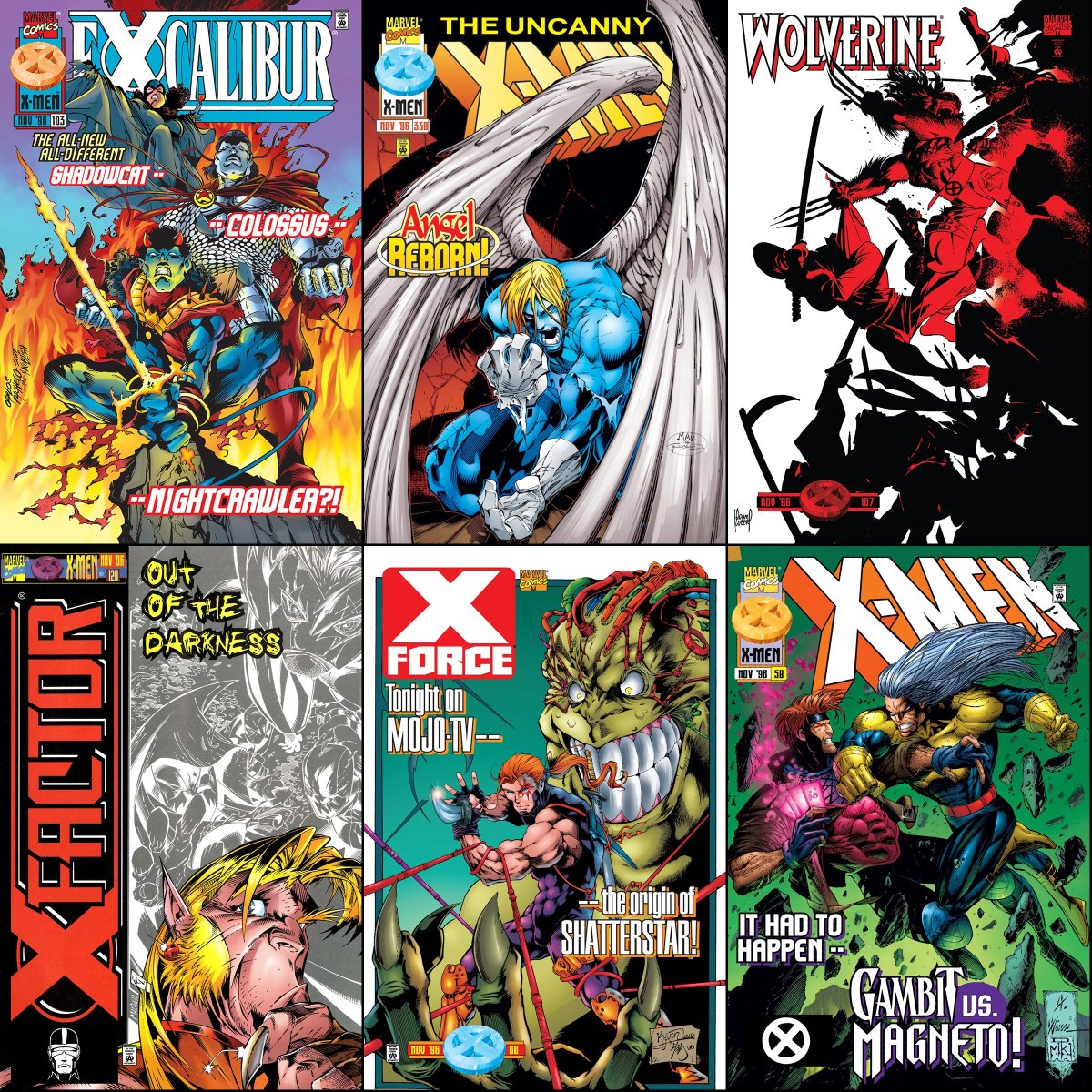 ClassicXMen's tweet photo. X-books that were on sale with cover dates of November 1996. https://t.co/py2zEREaCj