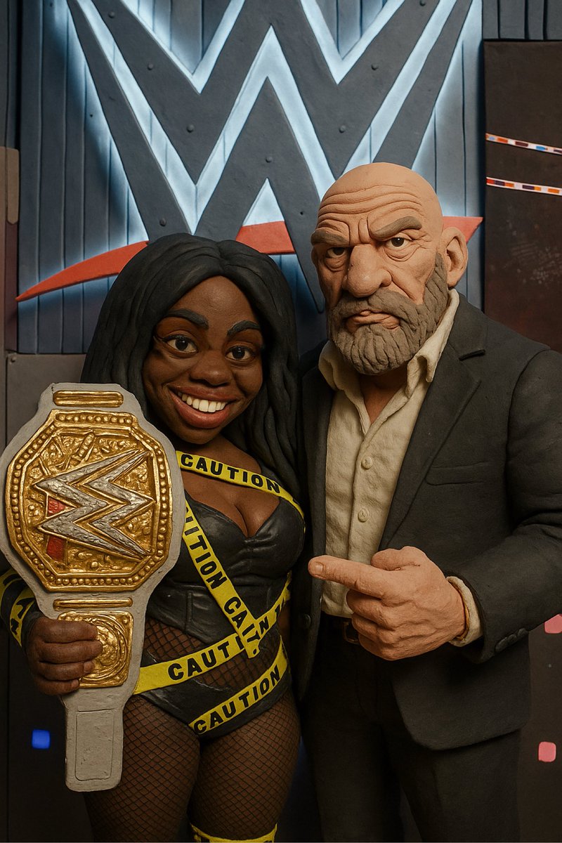 EdiCaves's tweet photo. @TheTrinity_Fatu Congrats #Naomi, well deserved! Decided to create some AI images based on some the iconic images from last night. @TheTrinity_Fatu #wwe #wweevolution #andnew #proceedwithcaution https://t.co/Dg8wrvNCsw