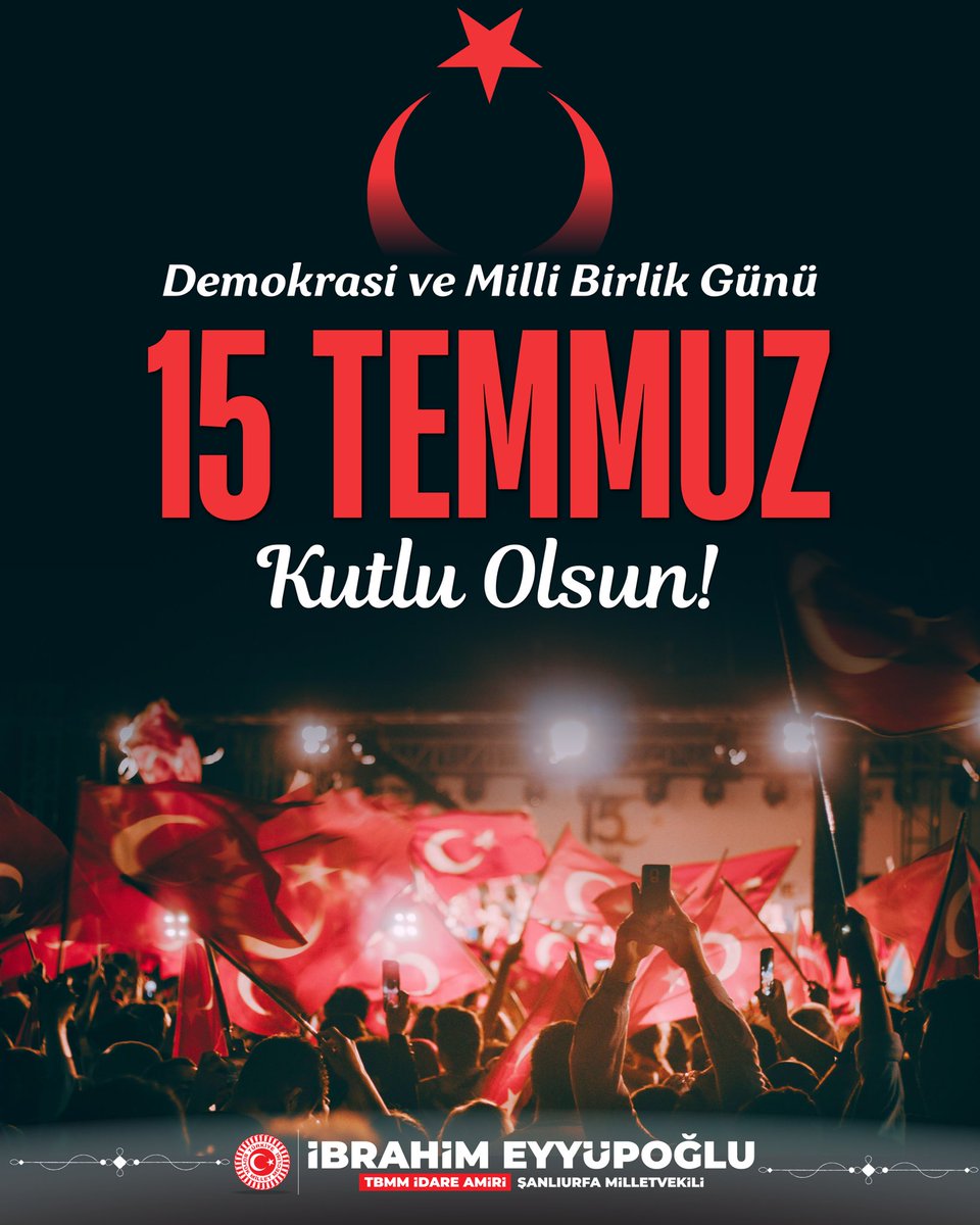 15 Temmuz, milletimizin vatanına, bayrağına ve demokrasisine sahip çıktığı, birlik ve beraberliğin zaferle taçlandığı kutlu bir direnişin adıdır.

Bu onurlu mücadelede canlarını feda eden aziz şehitlerimize Allah’tan rahmet, kahraman gazilerimize sağlık ve huzur diliyorum.

Bu