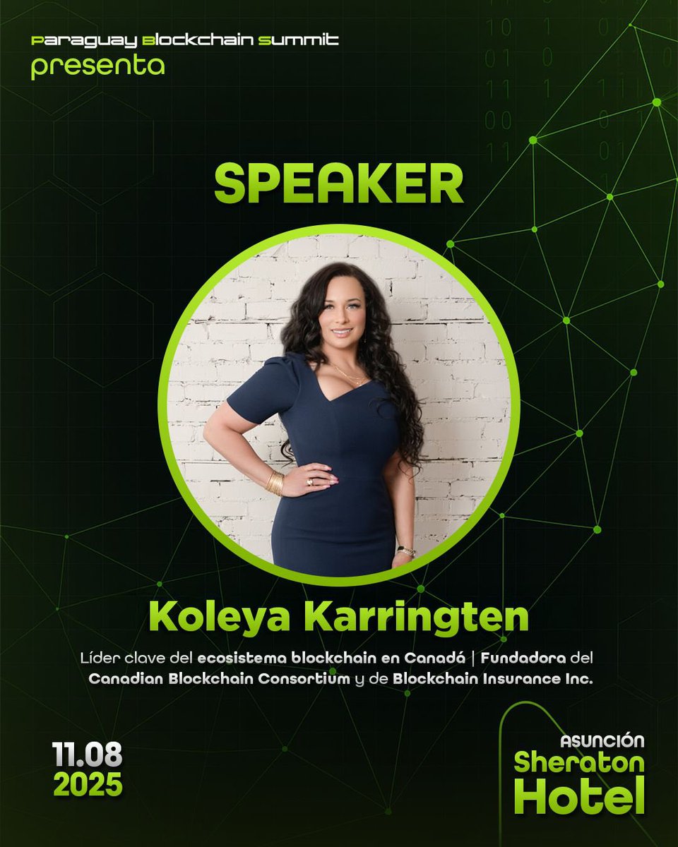 PBSpy_'s tweet image. 🎤 Speaker confirmada: Koleya Karringten
Directora del Canadian Blockchain Consortium y referente global en innovación, regulación y liderazgo en el ecosistema blockchain.
📍Nos vemos este 11 de agosto en el Paraguay Blockchain Summit 2025
#PBS2025 #BlockchainSummitPY