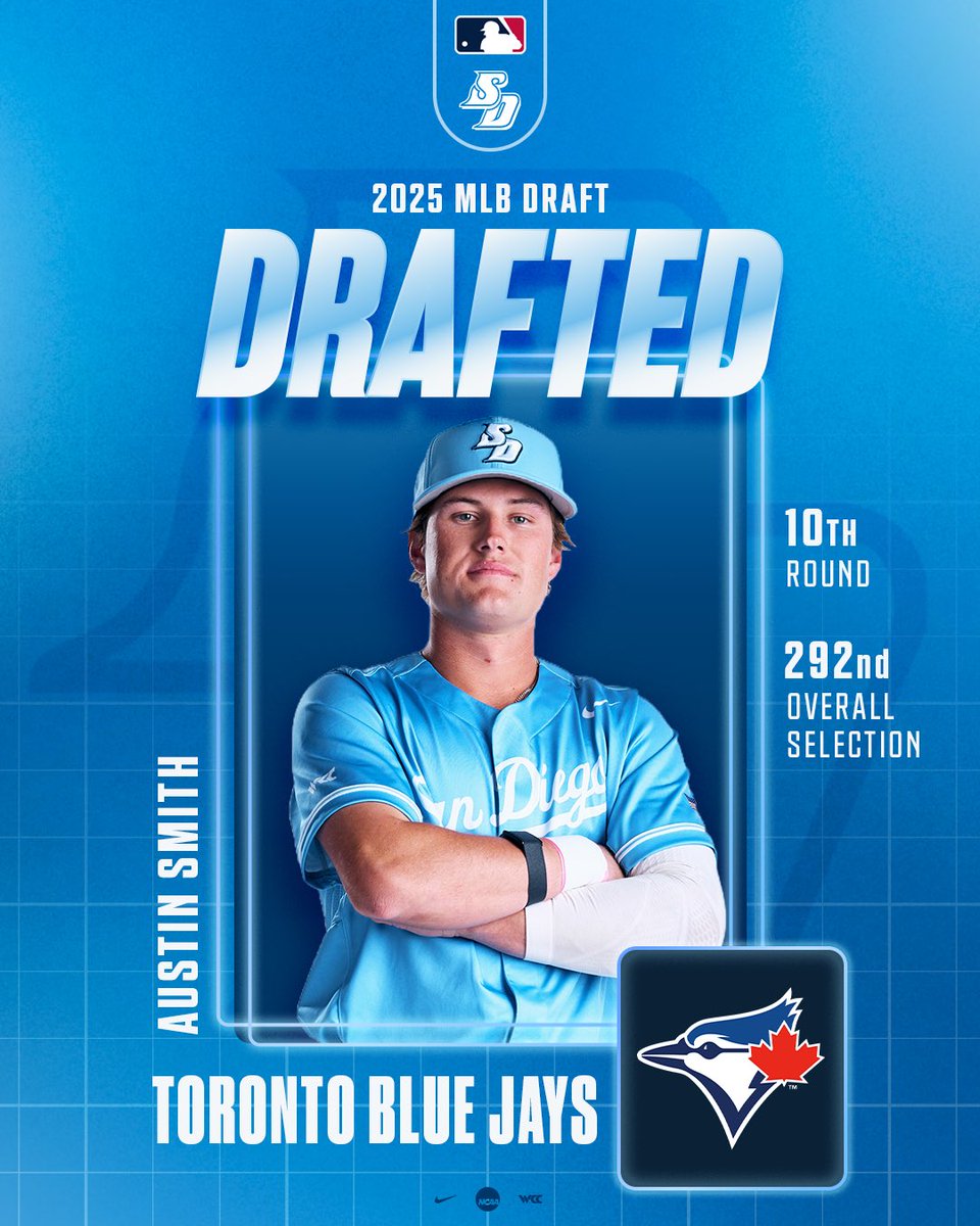 Torero Legend ➡️ Toronto 🇨🇦

Congratulations to <a href="/austinsmith1127/">Austin Smith</a> for being selected by the <a href="/BlueJays/">Toronto Blue Jays</a> in the 2025 <a href="/MLBDraft/">MLB Draft</a>!

#GoToreros x #TorerosInThePros