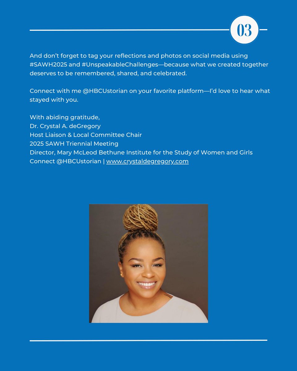 SAWH1970's tweet image. Thanks again to everyone who attended #SAWH2025!

ICYMI: Here is a special thank you message from Conference Organizer &amp;amp; Local Committee Chair @HBCUstorian