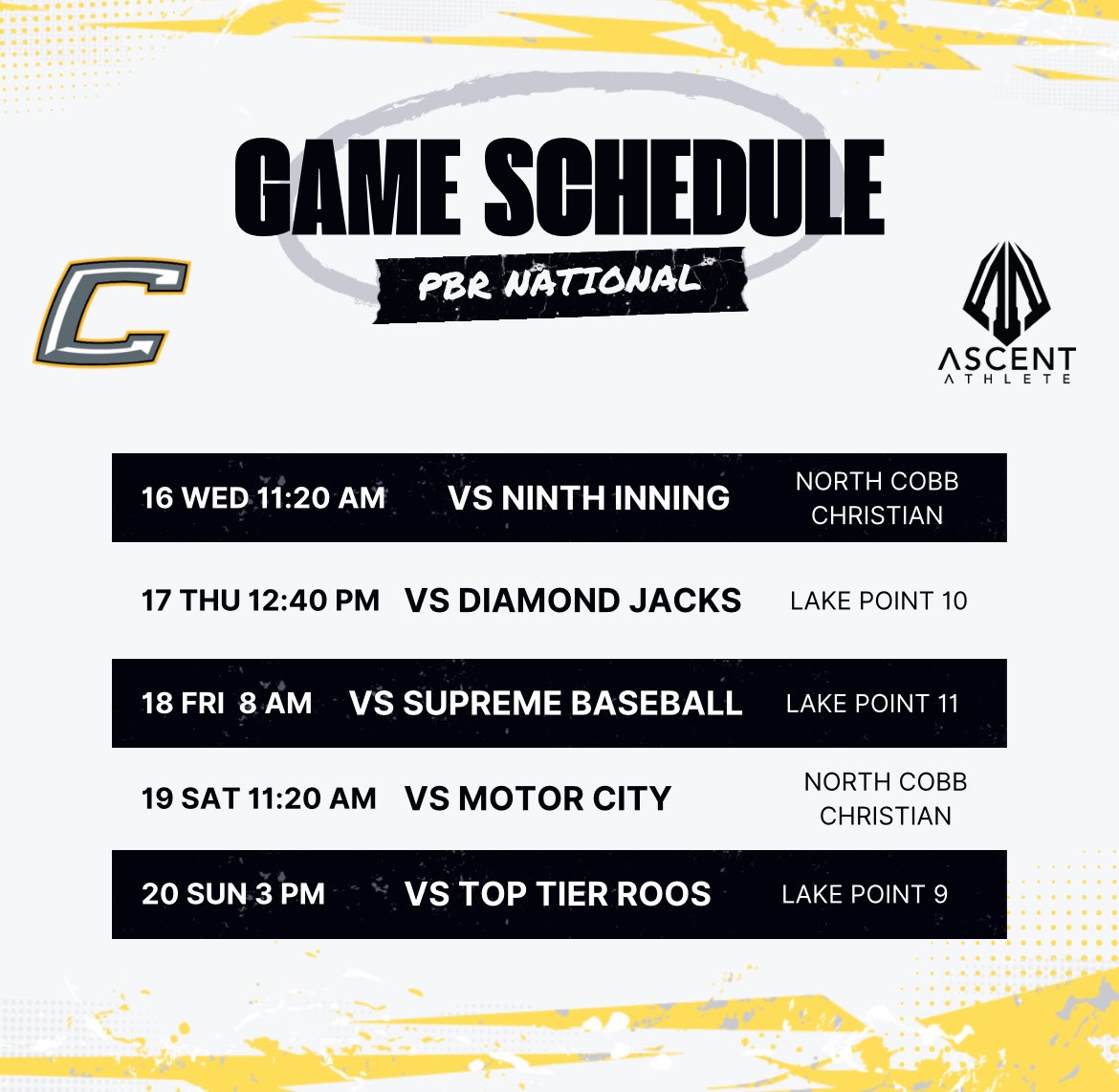 Adam Clark (@adamclark_2_) on Twitter photo My schedule going down to lake point in Georgia. I am also competing in the 2025 senior games for team north east. <a href="/prepbaseball/">Prep Baseball</a> <a href="/PB_Uncommitted/">Prep Baseball Uncommitted</a> <a href="/Balance_Bat/">Balance Bat</a> <a href="/coach_maldo/">Colin Maldonato</a> My schedule going down to lake point in Georgia. I am also competing in the 2025 senior games for team north east. <a href="/prepbaseball/">Prep Baseball</a> <a href="/PB_Uncommitted/">Prep Baseball Uncommitted</a> <a href="/Balance_Bat/">Balance Bat</a> <a href="/coach_maldo/">Colin Maldonato</a>