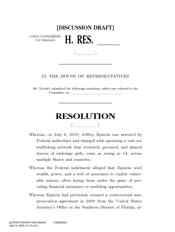 RepVeasey's tweet image. I just introduced a resolution in Congress demanding @RealDonaldTrump and @AGPamBondi release all the Epstein files. NO Republican signed on to cosponsor.
Thank you for your attention to this matter.
-CONGRESSMAN MARC A. VEASEY