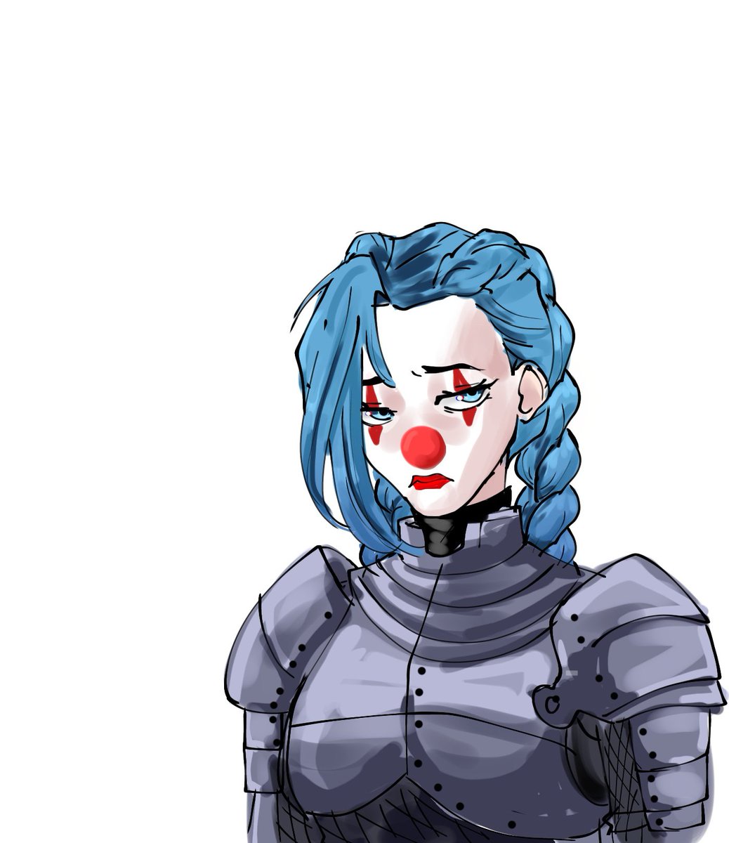 Realised I had free will and drew Jinx as a sad clown but she's also a knight

#arcane #Jinx