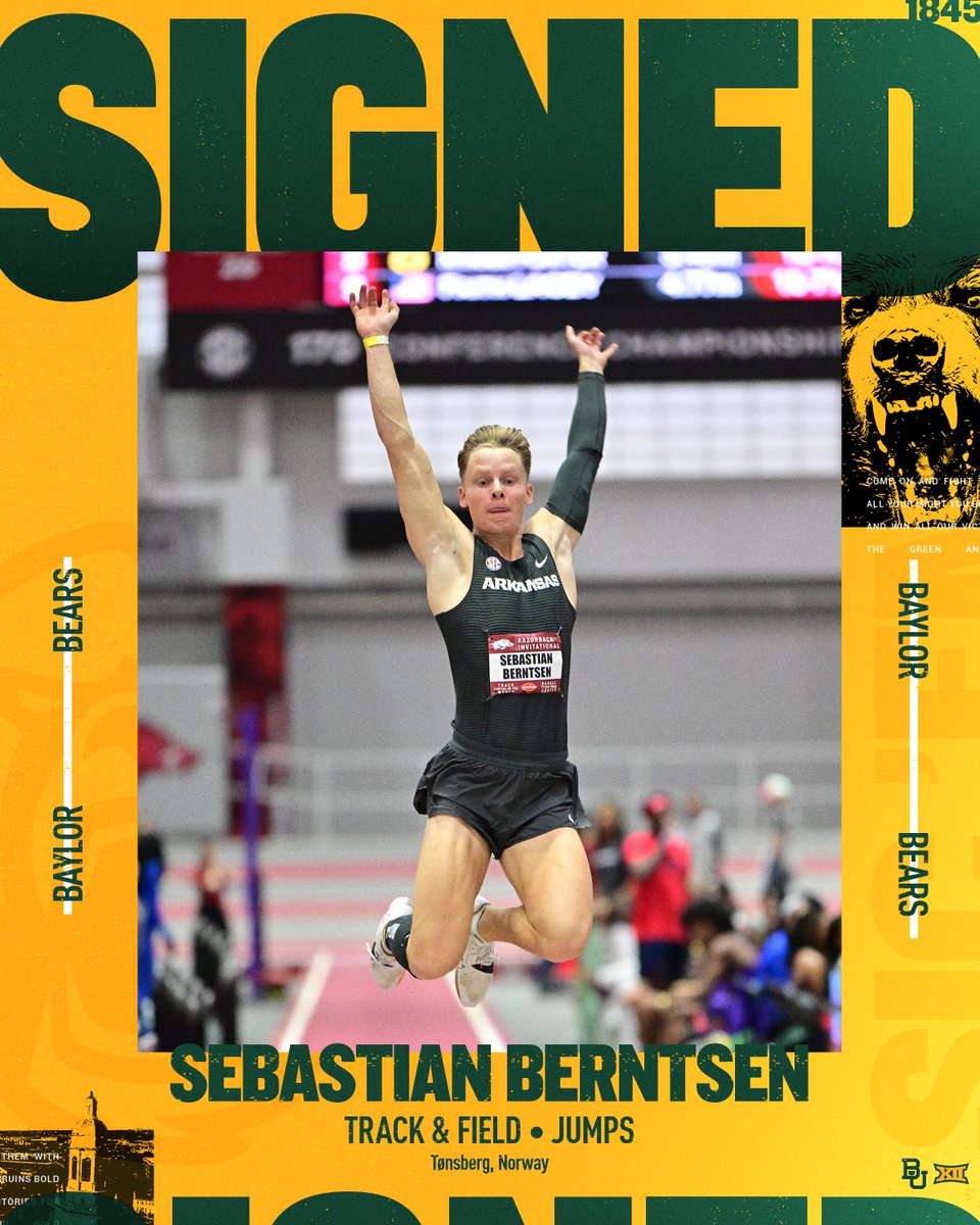 BaylorTrack's tweet image. 𝙒𝙚𝙡𝙘𝙤𝙢𝙚 𝙩𝙤 𝙒𝙖𝙘𝙤, Sebastian! ✍️
The Arkansas transfer and a U20 Worlds finalist joins BU's squad with a 7.63m career PB in long jump!
#SicEm 🐻