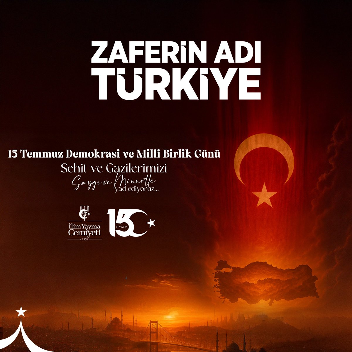 Zaferin adı Türkiye! 🇹🇷
Unutma! Unutturma!...
15 Temmuz şehitlerimizi ve gazilerimizi saygı ve rahmetle yâd ediyoruz.
#15TemmuzDemokrasiveMilliBirlikGünü
#15Temmuz