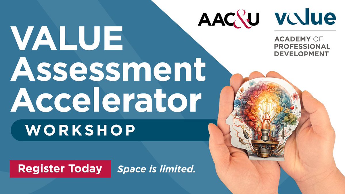 aacu's tweet image. New to VALUE assessment? Join the VALUE Assessment Accelerator, September 8–26! This online workshop guides you step by step in using VALUE rubrics to assess student learning & improve practices. bit.ly/45mSYOi