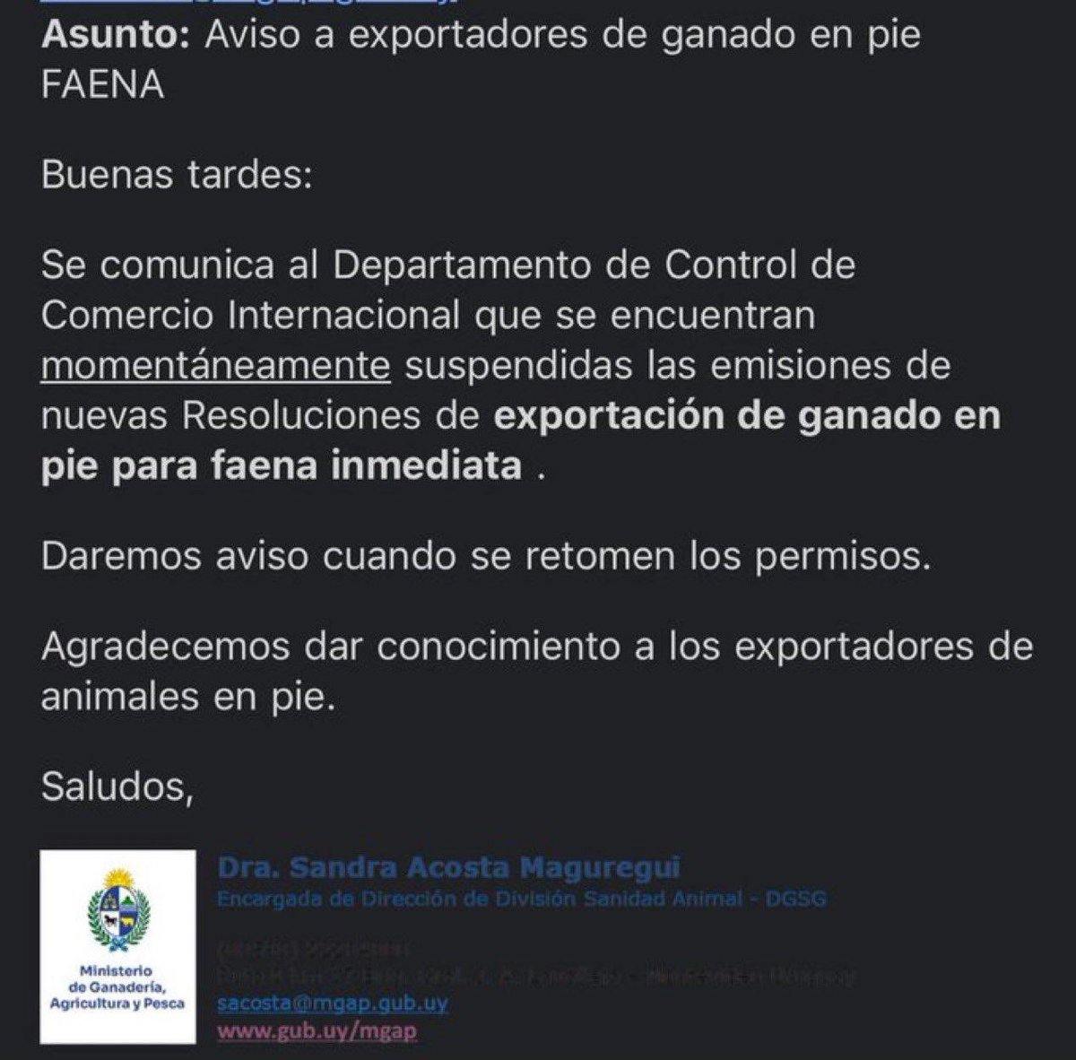 Carlucho Moreno (@morenocarlucho) on Twitter photo Y ahora esto.
Que mentiroso resultaste <a href="/AlfredoFratti/">Alfredo Fratti</a> pasabas diciendo, menos mal la exportación de ganado en pie ayuda muchísimo a todos los productores criadores. Se ve que extraña el parlamento, por que pide a gritos que lo llamen a
“ contarnos esta triste historia “ Y ahora esto.
Que mentiroso resultaste <a href="/AlfredoFratti/">Alfredo Fratti</a> pasabas diciendo, menos mal la exportación de ganado en pie ayuda muchísimo a todos los productores criadores. Se ve que extraña el parlamento, por que pide a gritos que lo llamen a
“ contarnos esta triste historia “