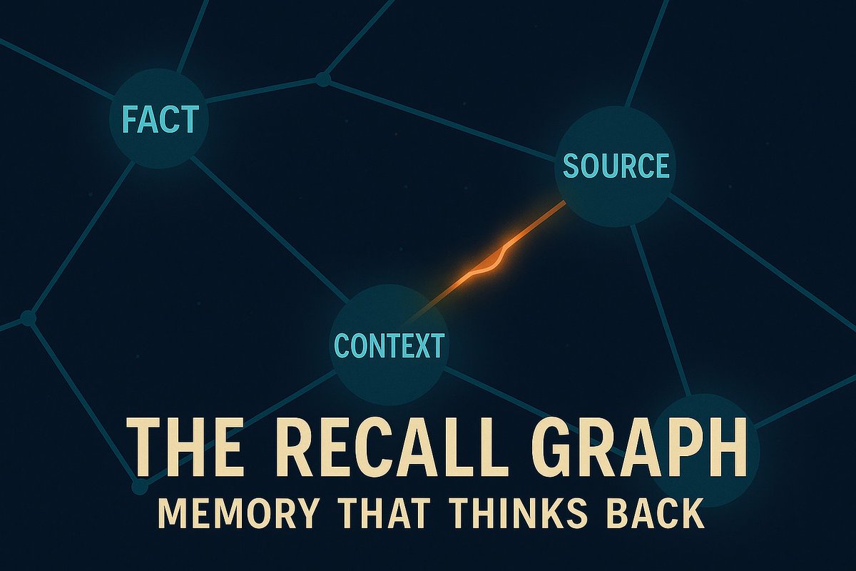mhbcypto's tweet image. Every fact stored in Recall becomes a node in a living, evolving Recall Graph.
AI agents read, write, remix.
It’s not just memory—it’s a dynamic, permissionless brain. 🧠🕸️
@recallnet #KnowledgeGraph #AI