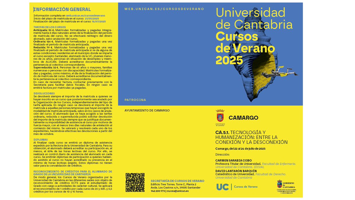 <a href="/DGarciaSaiz/">Diego García Saiz</a> ponente en nuestro curso ‘Tecnología y humanización: entre la conexión y la desconexión’ 
📅 Fechas: 22‑24 julio
🎓 Matrícula del 21 mayo al 18 julio.
👉 Más info acortar.link/cgKTKv e inscripción: acortar.link/thnUnP
<a href="/cursosveranouc/">Cursos de Verano UC - @unican</a>