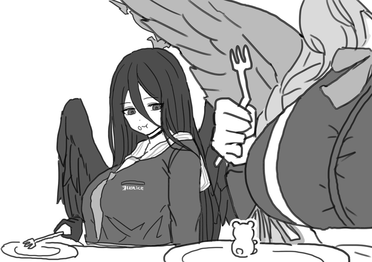 ミネが何故か残しているクマの砂糖菓子を狙うハスミ(再掲)