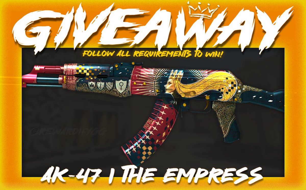 💸 AK-47 | The Empress [$45] 💸
💎 CSGO/CS2 Skin Giveaway 💎

⏩ Follow <a href="/RewardifyGG/">Rewardify.gg 🎉</a>
🔁 Retweet
⬇️ Like + Subscribe ⬇️
youtube.com/watch?v=WFUKes…
❗️ Watch the entire video to the end ❗️

🔜 Winner will be picked in a few days! GL!