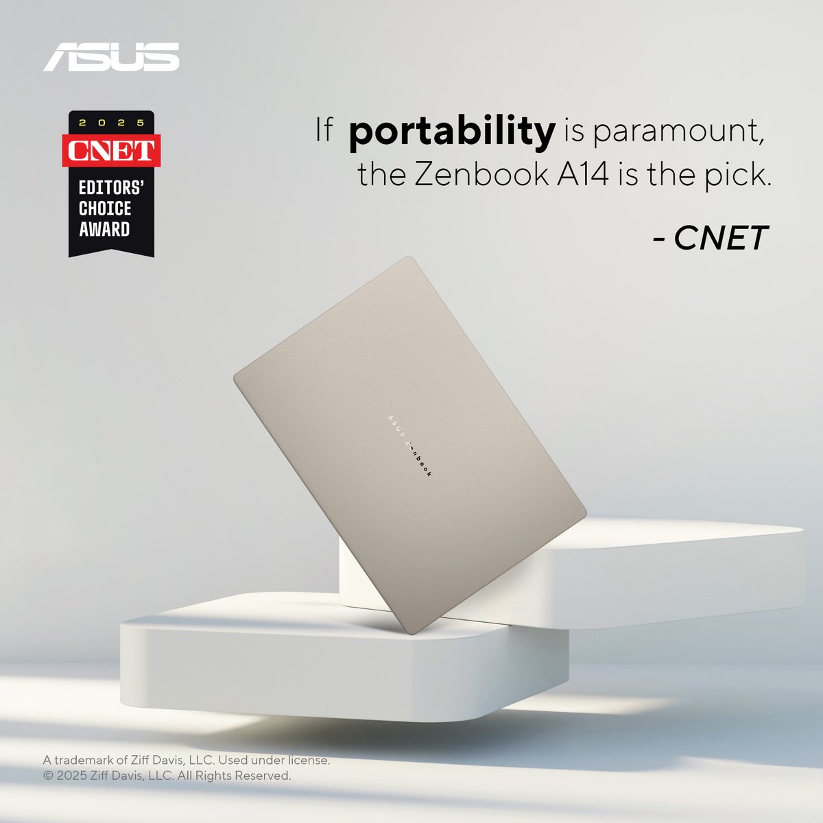ASUSUSA's tweet image. 🏆 The #ASUSZenbook A14 just snagged CNET’s Editor’s Choice!
Lightweight, durable, and up to 32 hours unplugged—you might actually lose your charger. ⚡💻
It's time for you to own one | us.asus.click/zba14
#Zenbook #DesignYouCanFeel #AIPC