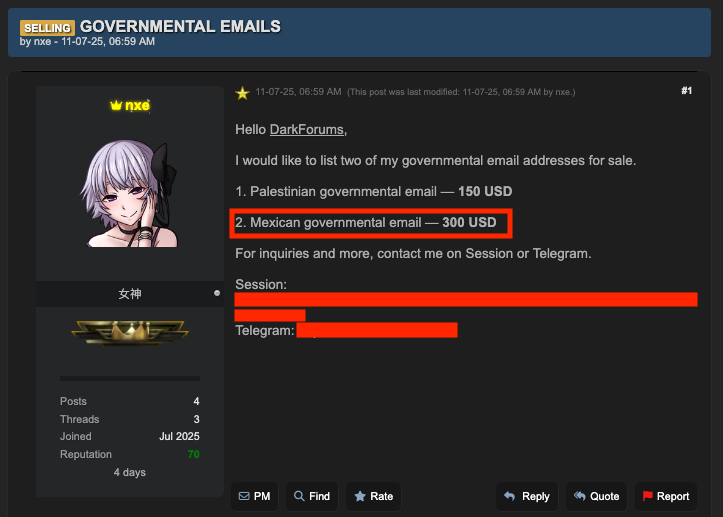 ivillasenor's tweet image. Buenos días desde el país en el que se venden en 300 dólares los accesos ilícitos a las cuentas de correo de funcionarios. 

¿Lo peor de todo? Muchos dirán que está caro, porque hay varios a los que se puede acceder de forma gratuita con un sola búsqueda.

Triste, pero cierto.