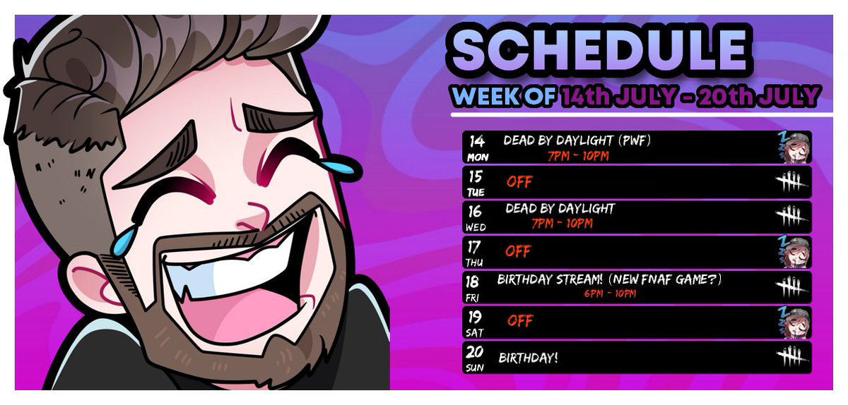 PotatoLegionYT's tweet image. Schedule for this week :)
Birthday time! I'm getting old ;(