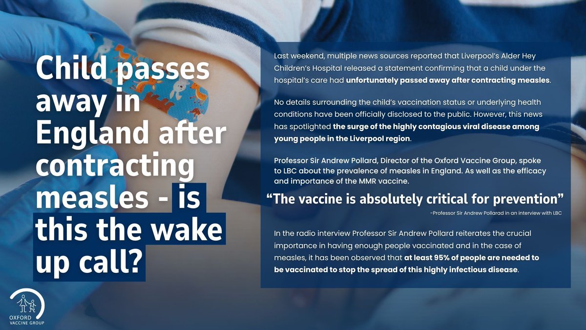 NEWS | Over the weekend, multiple news sources reported that Liverpool's Alder Hay Children's Hospital had confirmed the passing of a child after they had contracted measles.

🔗 Head to the Vaccine Knowledge website to learn more about Measles and the MMR vaccine, linked below