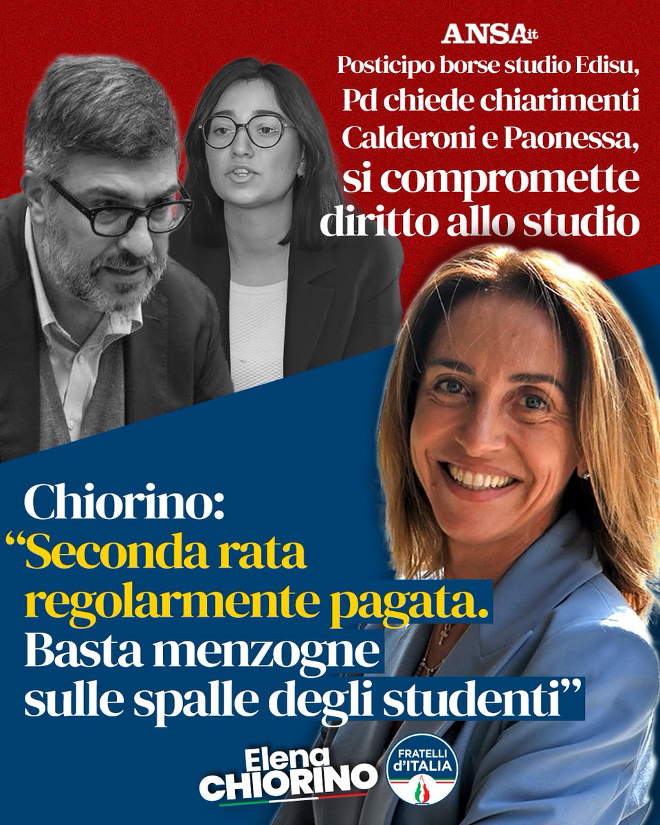 Ancora una volta il Partito Democratico non si fa scrupolo di usare gli studenti come strumento di propaganda, diffondendo notizie totalmente false pur di racimolare qualche riga di giornale.

Calderoni e Paonessa dovrebbero chiedano scusa agli studenti per averli presi in giro.