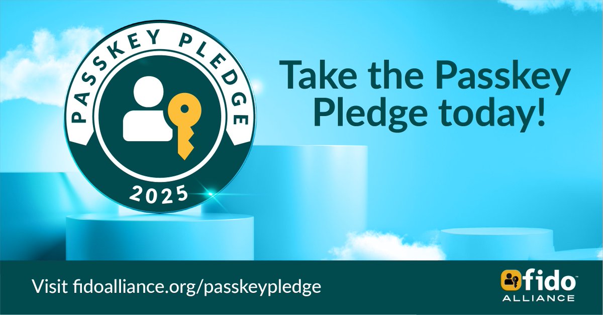 FIDOAlliance's tweet image. Have you taken the #PasskeyPledge yet? Now’s the time!

Join industry leaders around the 🌐 globe that are making a good-faith effort to increase 🔐 #passkey adoption, utilization and awareness.

Find out how they’re supporting the effort fidoalliance.org/passkeypledge