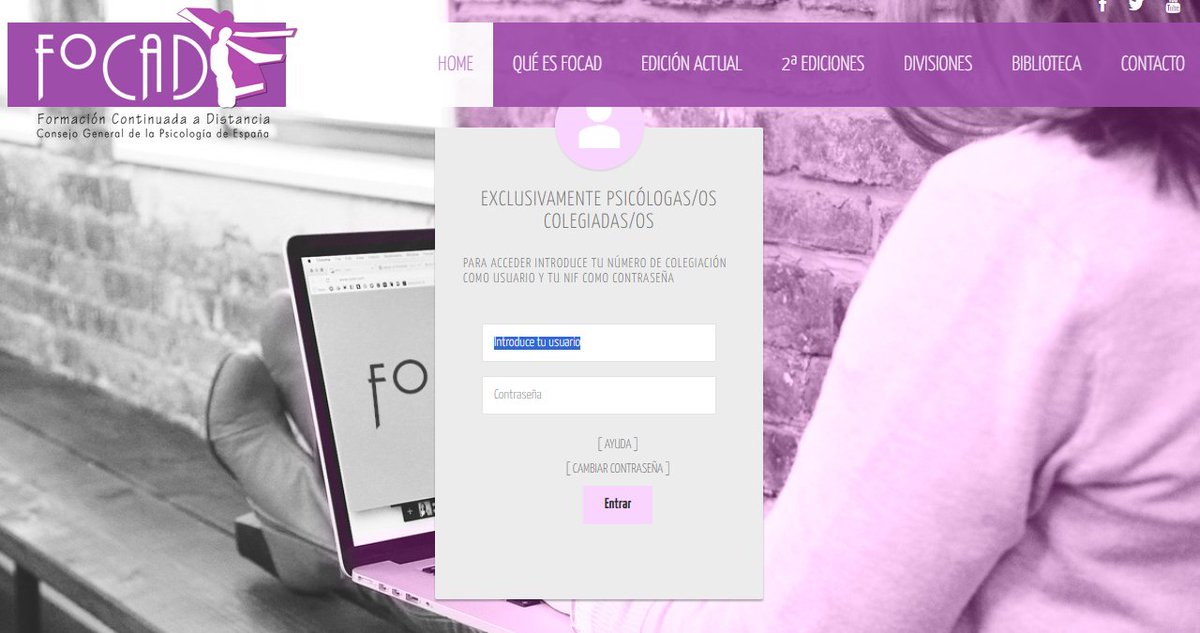 copgalicia's tweet photo. 📚 Como colexiada ou colexiado do COPG, xa podes acceder á convocatoria extraordinaria 2025 do #FOCAD.
🧠 Formación gratuíta e de calidade, para actualizar coñecementos en áreas clave da psicoloxía, sen saír da casa.
💻 Máis información aquí 👉 https://t.co/T7zWyVOTlo https://t.co/zX9bRw6y1K