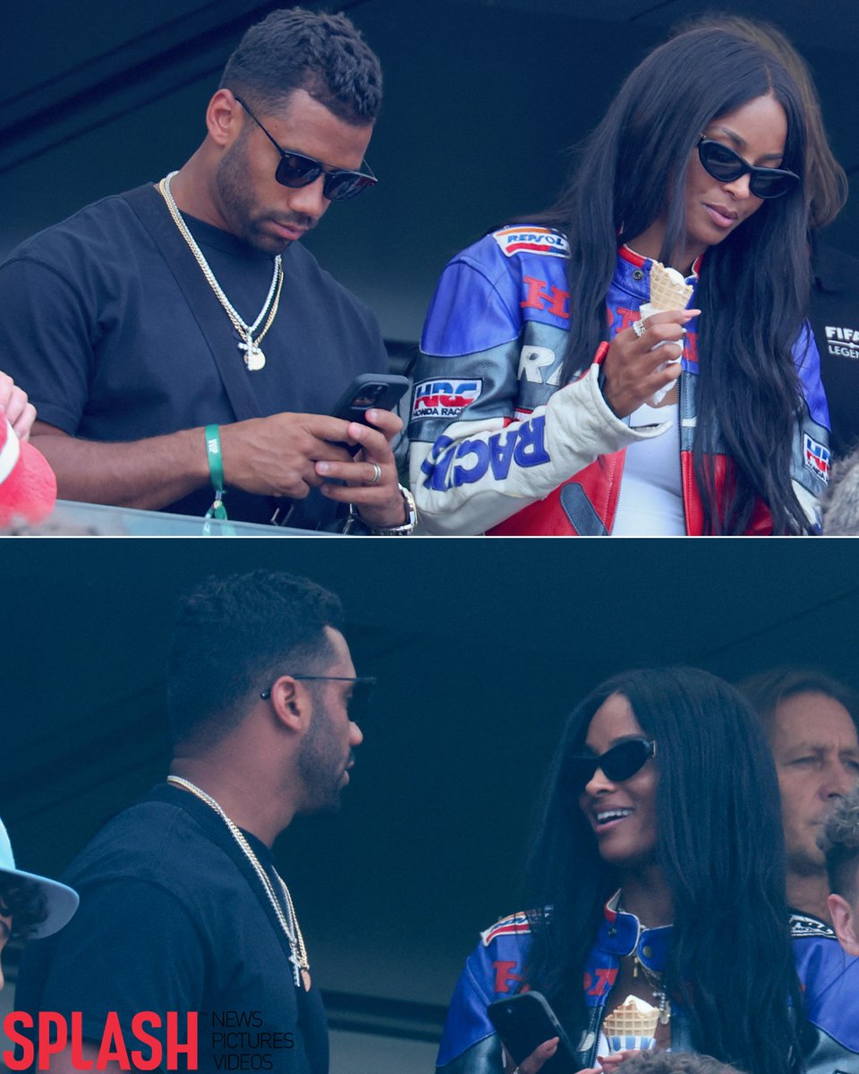 Russell Wilson and wife Ciara spotted kissing as they attend the FIFA Club World Cup final between Chelsea FC and Paris Saint-Germain at the MetLife Stadium in New Jersey 🥰