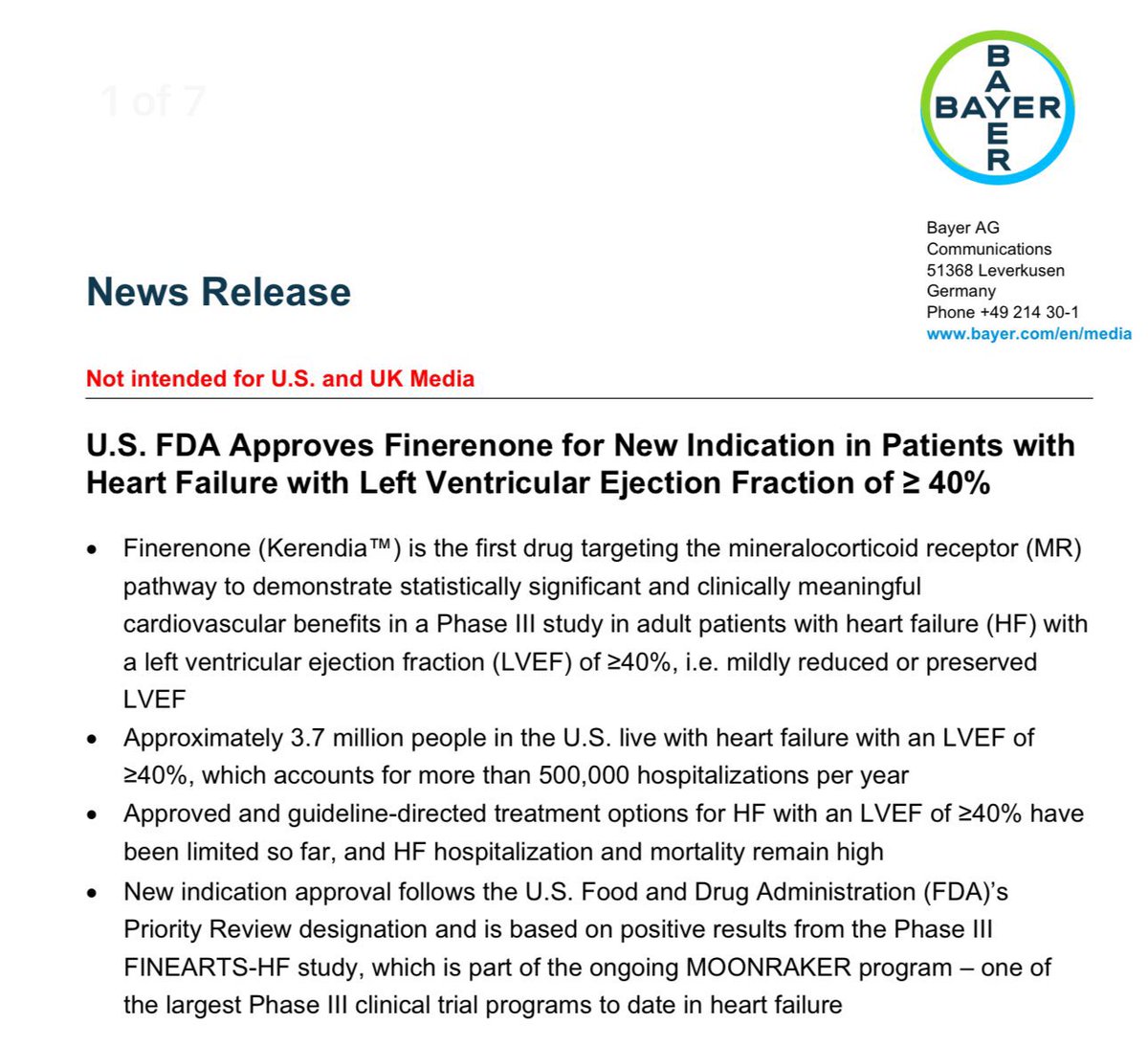 🔥 Good new about #finerenone approved by <a href="/US_FDA/">U.S. FDA</a> for #HFmrEF &amp; #HFpEF

Now it’s high time for <a href="/EMA_News/">EU Medicines Agency</a> to do the same in #EUROPE 🇪🇺
“Don’t delay start today”
<a href="/gcfmd/">Gregg Fonarow MD</a>  <a href="/AndrewJSauer/">Andrew J Sauer MD</a> <a href="/mvaduganathan/">Muthu Vaduganathan</a> <a href="/JavedButler1/">Javed Butler</a> <a href="/DrMarthaGulati/">Dr. Martha Gulati ♥️🫀❤️‍🩹🇨🇦</a> <a href="/ShelleyZieroth/">Shelley Zieroth</a>
