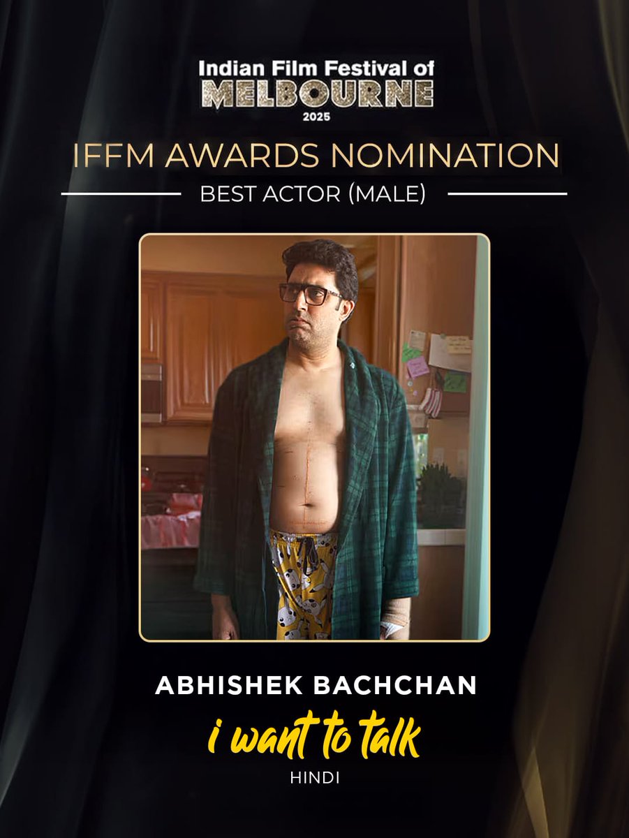 abcrew_kolkata's tweet image. Stories that stay with you. ✨
@juniorbachchan bags a Best Actor (Male) nomination at IFFM 2025 for #IWantToTalk! 🏆❤️

The journey continues to inspire. 🌟

#AbhishekBachchan #IFFM #Bollywood #IWantToTalk #Bachchan #ABCrew