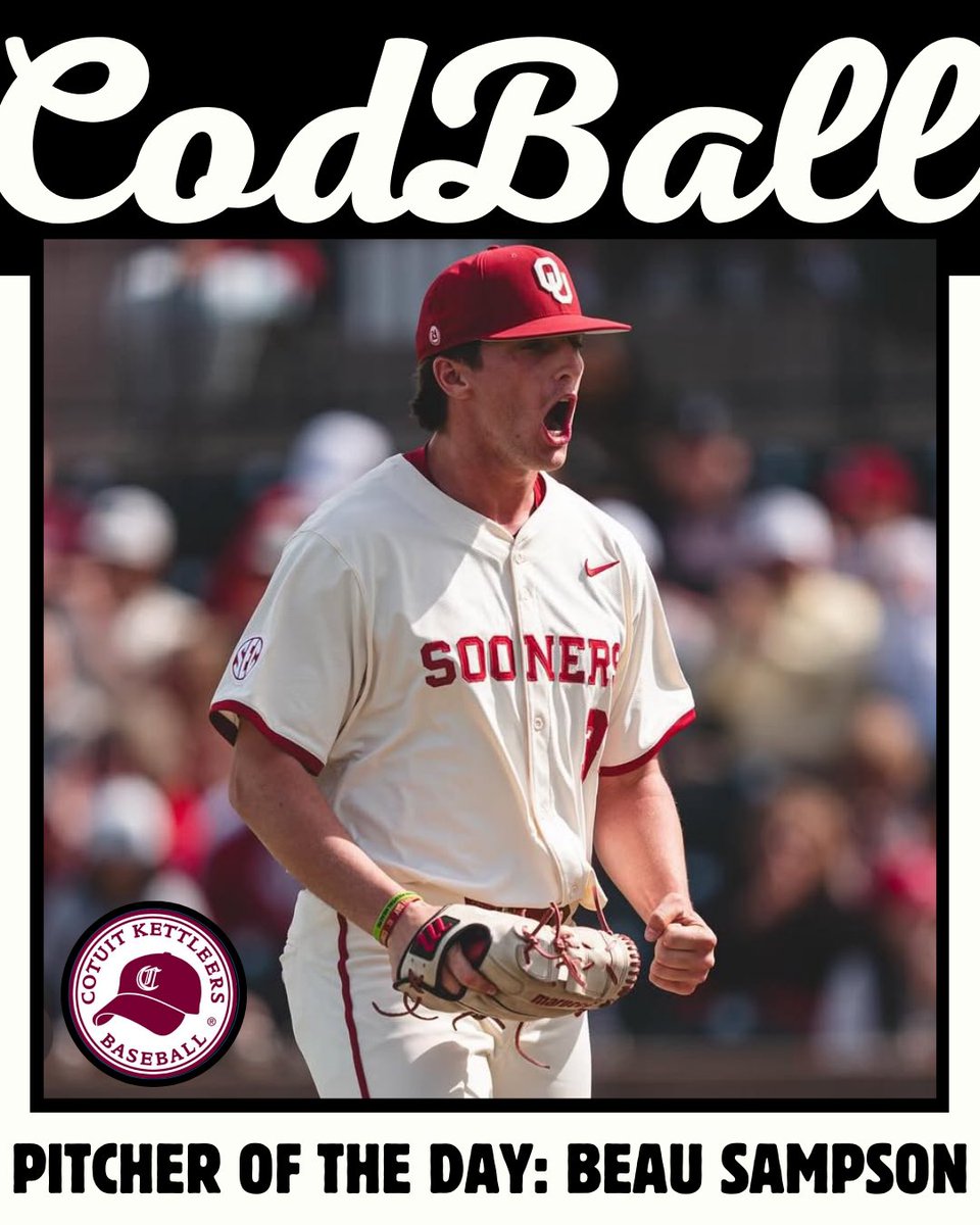 CodBall (@codball) on Twitter photo The CodBall Pitcher of the Day is Beau Sampson (<a href="/GreenWaveBSB/">Tulane Baseball</a>)
Beau tossed 5 scoreless innings last night striking out 6 for the <a href="/CotuitKettleers/">Cotuit Kettleers</a> The CodBall Pitcher of the Day is Beau Sampson (<a href="/GreenWaveBSB/">Tulane Baseball</a>)
Beau tossed 5 scoreless innings last night striking out 6 for the <a href="/CotuitKettleers/">Cotuit Kettleers</a>