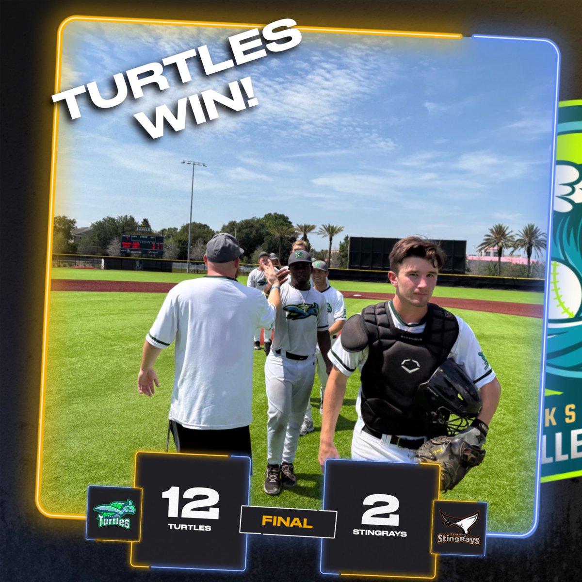 TURTLES WIN! 🐢🐢🐢

The Turtles offense explodes for 12 runs in 5 innings to take the W over the Stingrays!