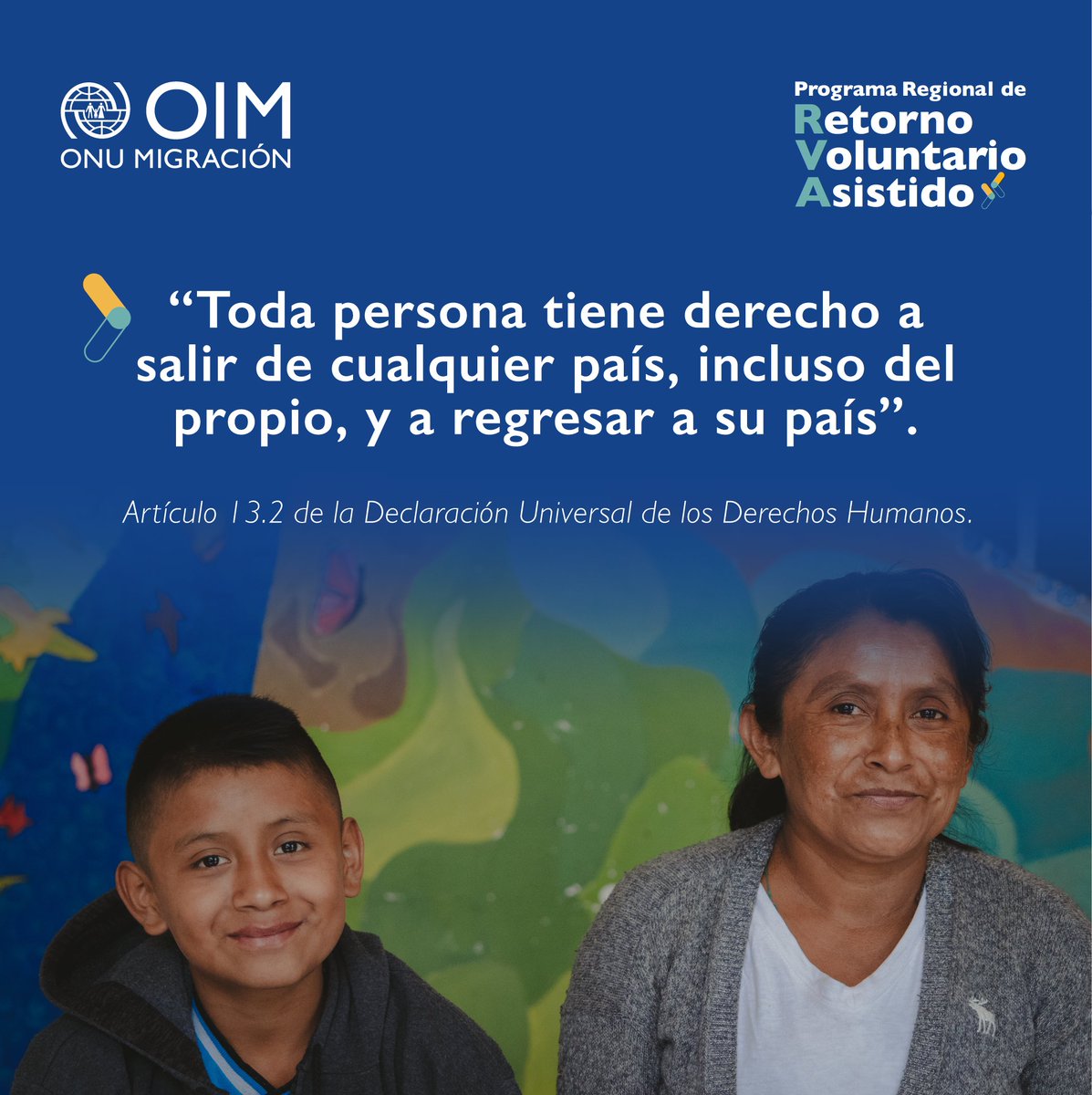 OIM_LAC's tweet image. 📃✍️ La Declaración Universal de los Derechos Humanos (DUDH) establece el retorno de las personas #migrantes como un derecho.
La #OIM, a través del Programa Regional de Retorno Voluntario Asistido (#RVA), trabaja para garantizarlo.
🔗 Más detalles en: bit.ly/PRRVA-C