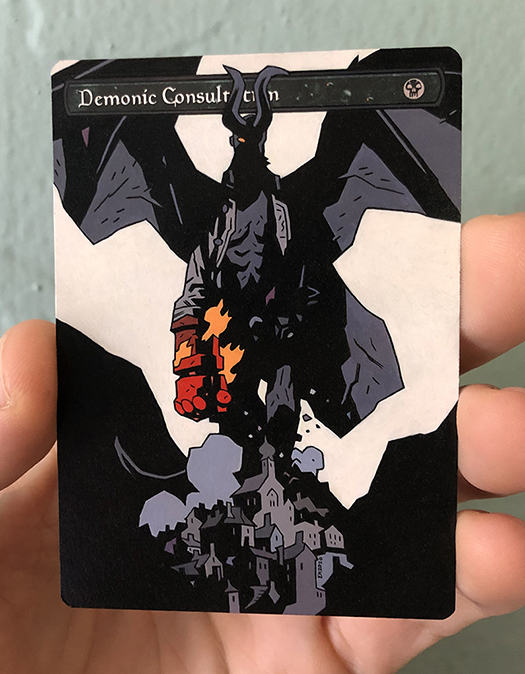 klug_alters's tweet image. Demonic Consultation hand painted after Mike Mignola's Hellboy in Hell #10 cover.