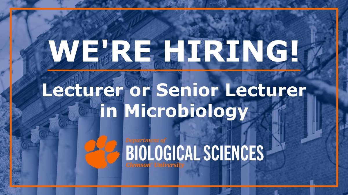 clemson_biolsci's tweet image. We're Hiring! ๐๐ฒ๐ฐ๐๐๐ฟ๐ฒ๐ฟ ๐ผ๐ฟ ๐ฆ๐ฒ๐ป๐ถ๐ผ๐ฟ ๐๐ฒ๐ฐ๐๐๐ฟ๐ฒ๐ฟ - ๐ ๐ถ๐ฐ๐ฟ๐ผ๐ฏ๐ถ๐ผ๐น๐ผ๐ด๐
- Find the detailed job description on Interfolio at apply.interfolio.com/170375
- For full consideration, please apply by August 31, 2025
The Department of Biological Sciences at Clemsonโฆ