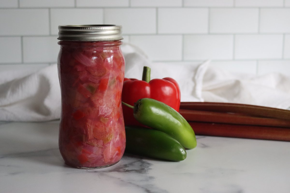 Rhubarb salsa!  For when you have way too much rhubarb and you've already put up, jam, jelly, pie filling and maybe even a few gallons of wine.