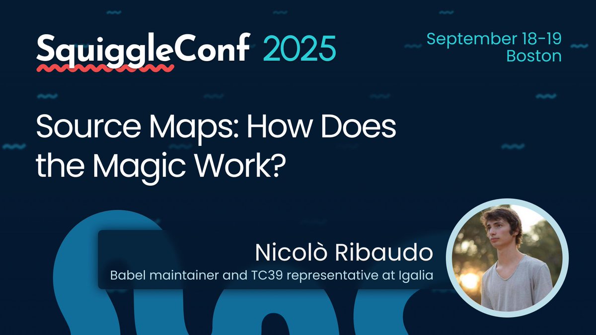 SquiggleConf (@squiggleconf) on Twitter photo 🌟 Speaker Spotlight: Nicolò Ribaudo
<a href="/NicoloRibaudo/">Nicolò Ribaudo 🏳️🌈🇪🇺</a> works in open source and on TC39 on source maps and other great building+bundling features. Let's learn from him about how source maps actually work under the hood, and why they make for much better debugging.
Schedule & more 🌟 Speaker Spotlight: Nicolò Ribaudo
<a href="/NicoloRibaudo/">Nicolò Ribaudo 🏳️🌈🇪🇺</a> works in open source and on TC39 on source maps and other great building+bundling features. Let's learn from him about how source maps actually work under the hood, and why they make for much better debugging.
Schedule & more