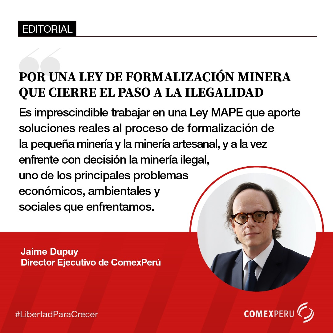 🚨 ⛏️ El reciente rechazo del dictamen de la Ley MAPE en la Comisión de Energía y Minas debe ser una oportunidad para hacer las cosas bien. La formalización de la pequeña minería y la minería artesanal no puede seguir postergándose ni abordarse con normas improvisadas. El país
