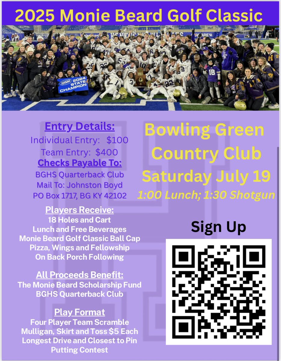 2025 Monie Beard Golf Tournament is Saturday!!  Sign up today!!