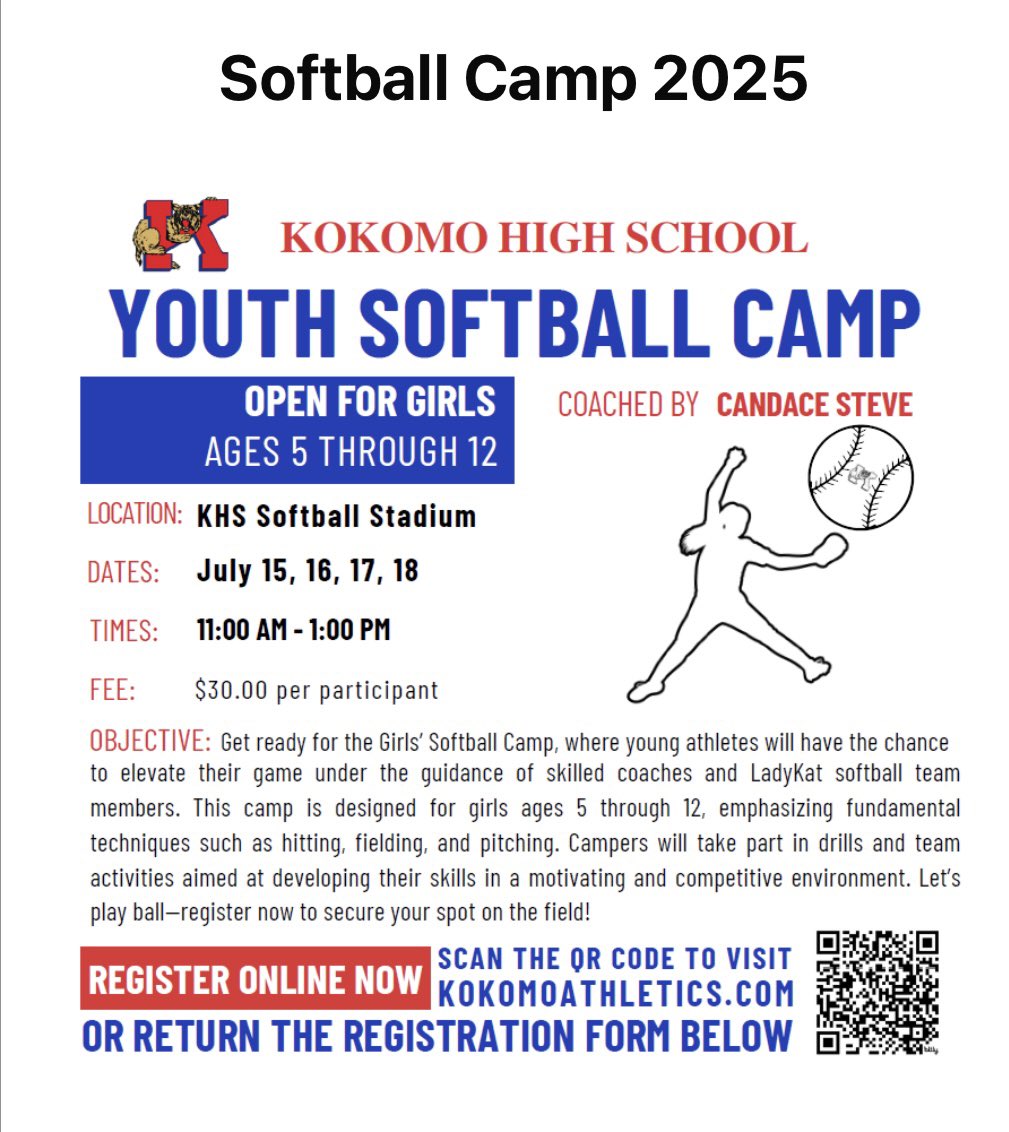Don’t forget to sign up for camp that starts tomorrow! Come learn from Ladykat players and coaches! Let’s have some fun!!!💙❤️🥎