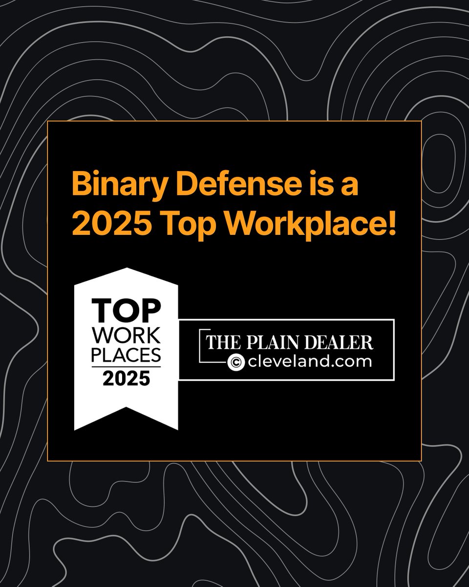 Binary_Defense's tweet image. We don't just defend against threats. We defend each other.
We are proud to be named to cleveland.com and The Plain Dealer's Top Workplaces 2025 list!
Our culture isn't just about stopping attackers. It's about lifting each other up while we do it.