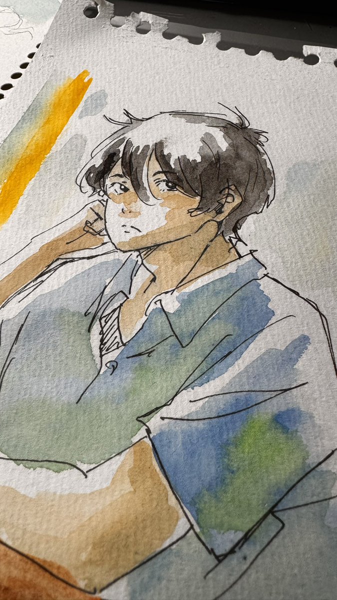 kurobuchimaru's tweet image. (^^。帰宅しても描く。