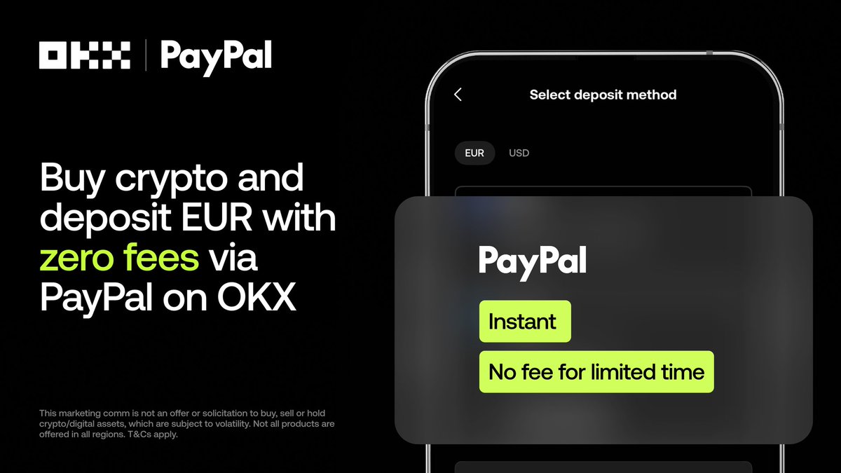 A new way to buy and deposit crypto just landed! ⚡️ PayPal is now live on  #OKX Enjoy zero fees on all PayPal deposits and express buys until  10.08.2025! Tell your friends