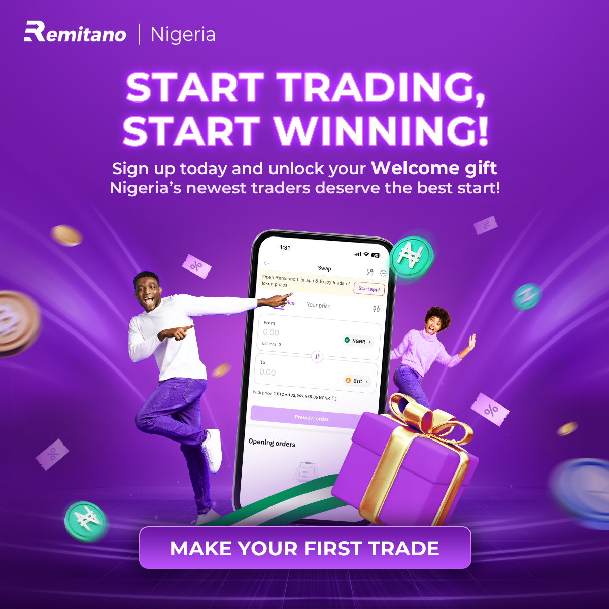 remitano's tweet image. π Ready to dive into crypto?
Start trading on Remitano today and get a special Welcome Gift! π
Because Nigeriaβs newest traders deserve the BEST start! π³π¬β¨
#RemitanoExperience
