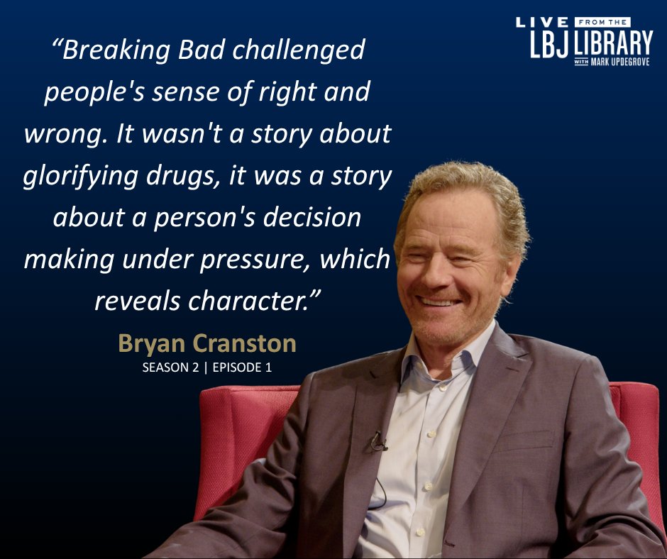 LBJFoundation's tweet image. In the Season 2 premiere of Live from the LBJ Library, @BryanCranston reflects on the deeper meaning behind #WalterWhite’s journey—and how the series explored morality, pressure, and the choices that define us.
Watch the full episode here: pbs.org/video/bryan-cr…